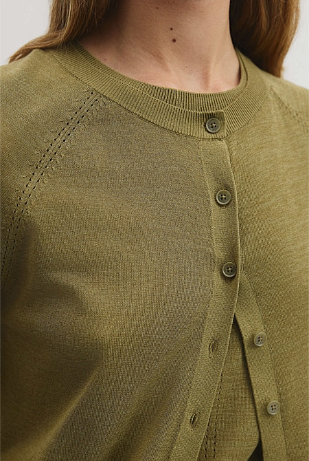 Pointelle Detail Cardigan