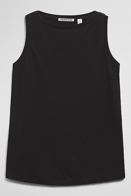 Linen Boat Neck Tank