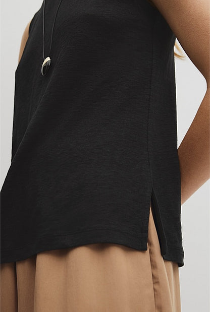 Linen Boat Neck Tank