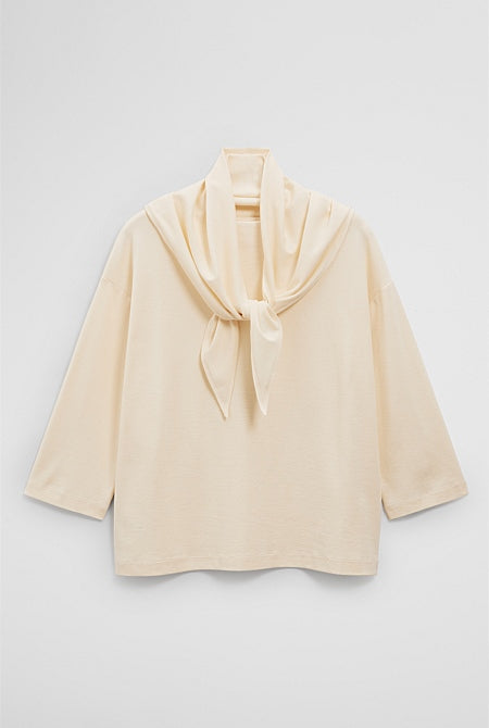 Scarf Crop Sleeve T-Shirt