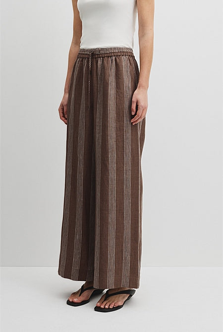 Stripe Linen Pull On Pintuck