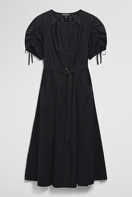 Gathered Sleeve Midi Dress