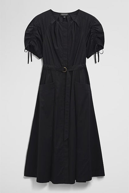 Gathered Sleeve Midi Dress