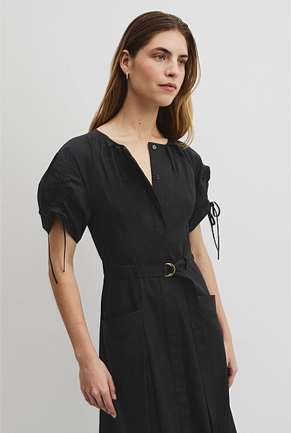 Gathered Sleeve Midi Dress