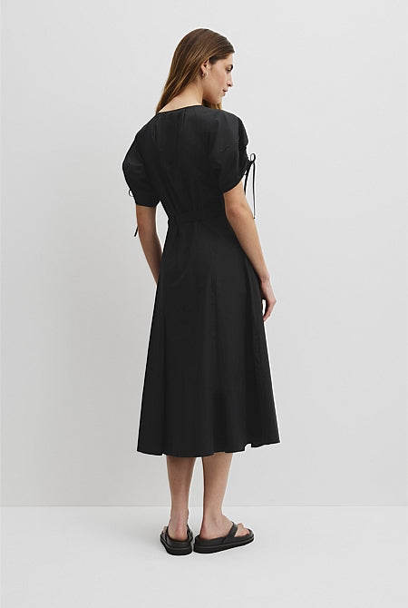 Gathered Sleeve Midi Dress