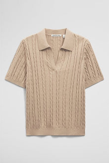 Organically Grown Cotton Blend Cable Polo Knit