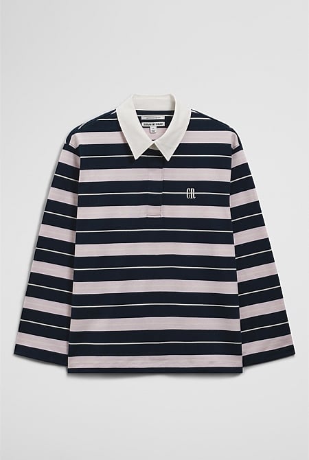 Australian Cotton Stripe Rugby Polo Sweat