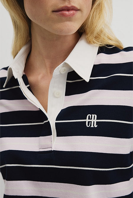 Australian Cotton Stripe Rugby Polo Sweat