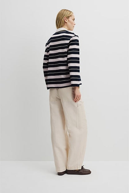 Australian Cotton Stripe Rugby Polo Sweat