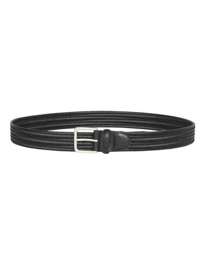 Leather Elastic Braided Belt in Black
