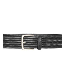 Leather Elastic Braided Belt in Black