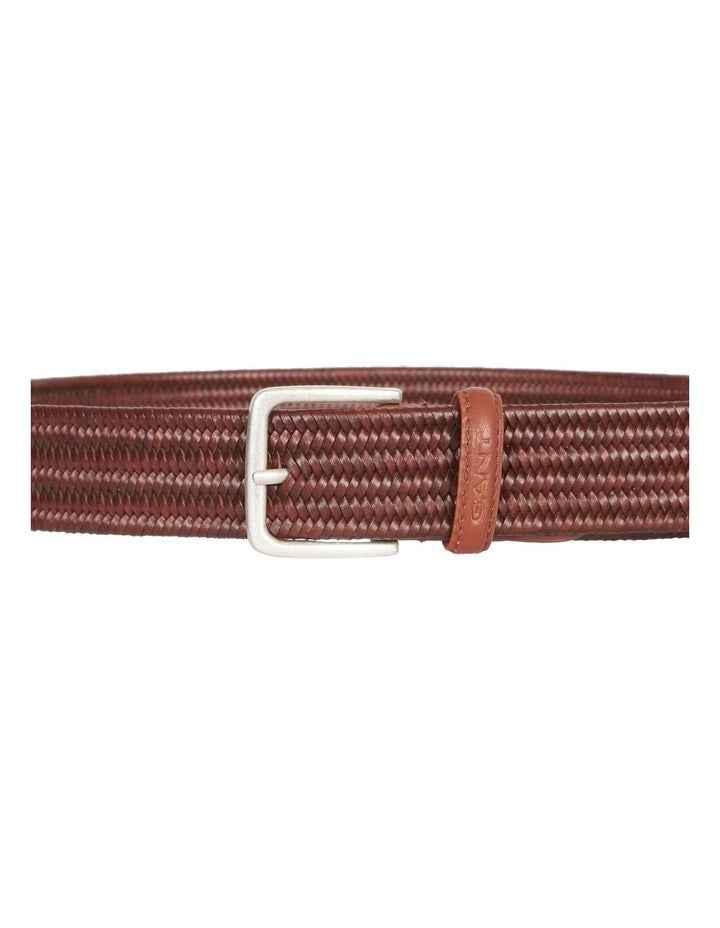 Leather Elastic Braided Belt in Tan
