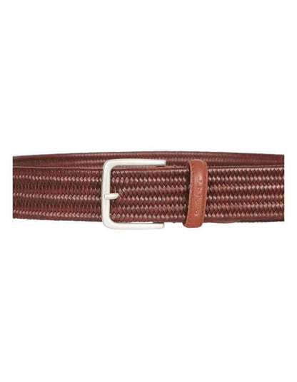 Leather Elastic Braided Belt in Tan