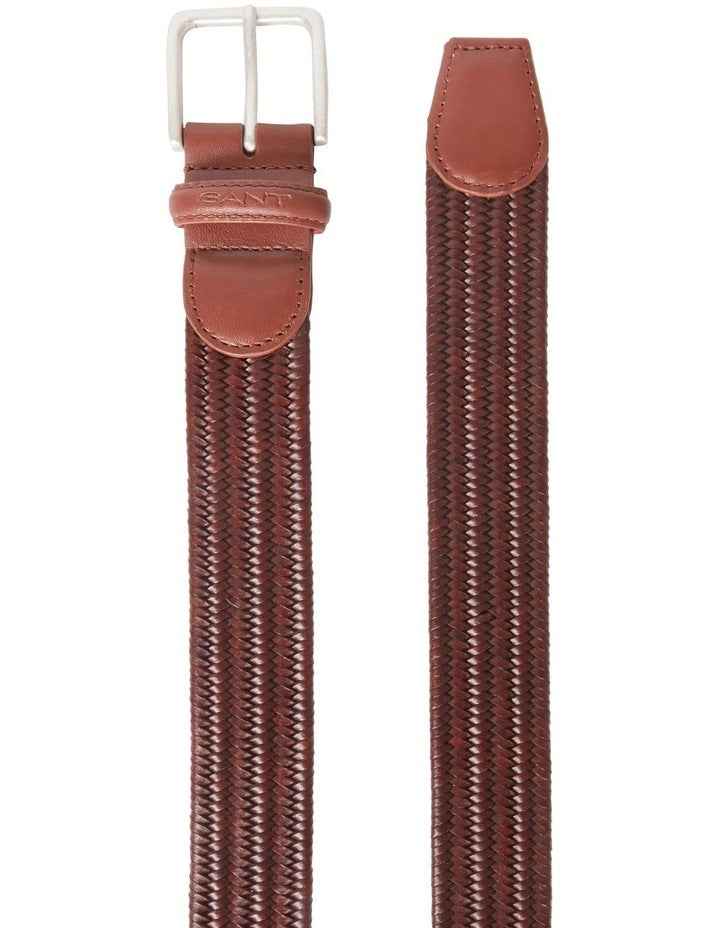 Leather Elastic Braided Belt in Tan