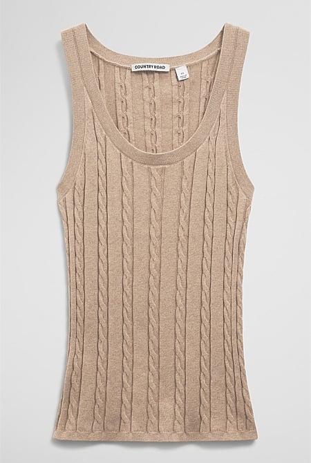 Organically Grown Cotton Blend Cable Knit Tank