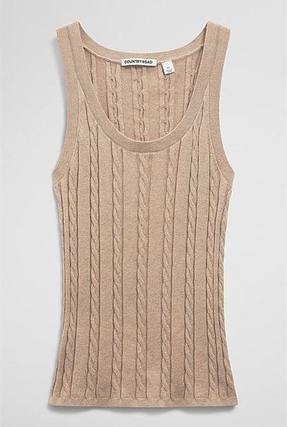 Organically Grown Cotton Blend Cable Knit Tank