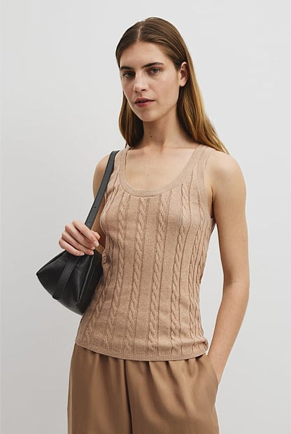 Organically Grown Cotton Blend Cable Knit Tank