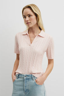 Organically Grown Cotton Blend Cable Polo Knit