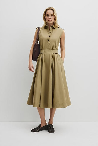 Australian Cotton Fit-and-Flare Midi Dress