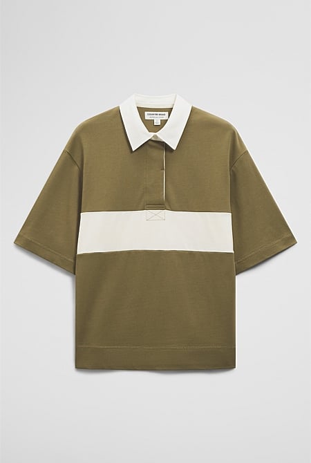 Australian Cotton Short Sleeve Workwear Block Rugby Polo
