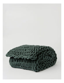 Chunky Knit Throw in Dusky Green