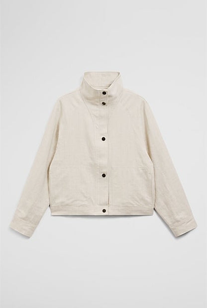 Linen Funnel Neck Jacket