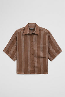 Stripe Short Sleeve Linen Shirt