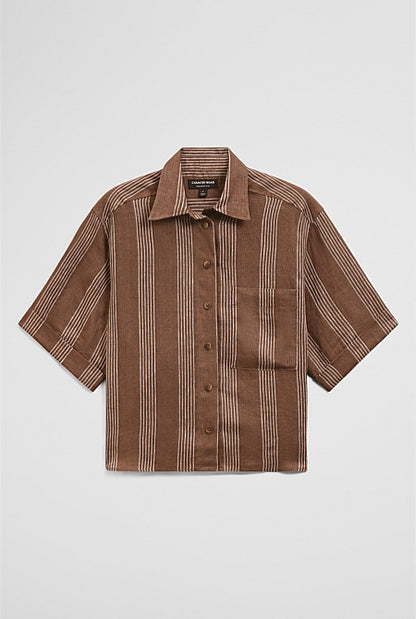 Stripe Short Sleeve Linen Shirt