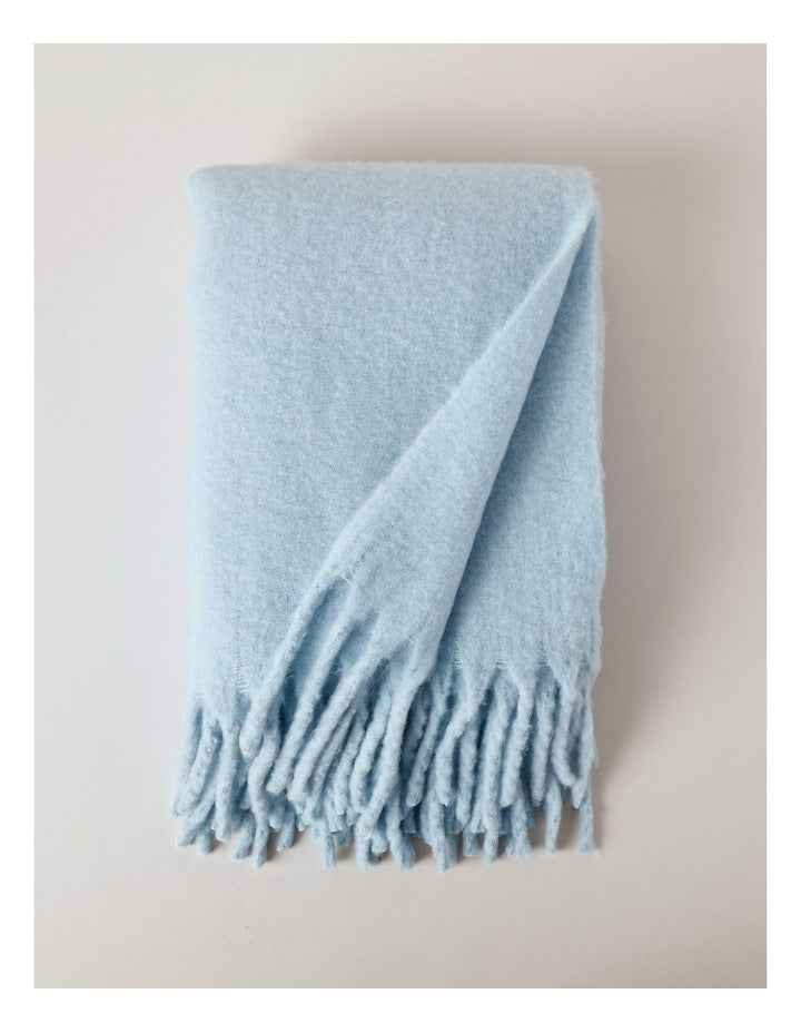 Faux Mohair Throw in Baby Blue