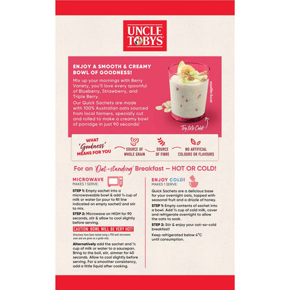 Uncle Tobys Oats Sachets Berry Variety 10 pack 350g