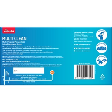 Vileda Multi Clean Latex Gloves Size M/L 100 pack