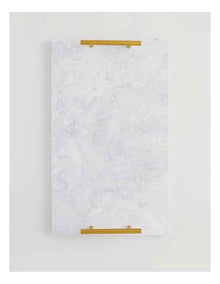 Sierra Rectangular Marble Tray with Gold Handles