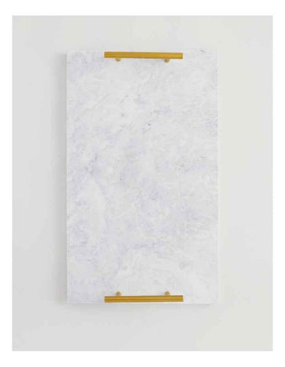 Sierra Rectangular Marble Tray with Gold Handles