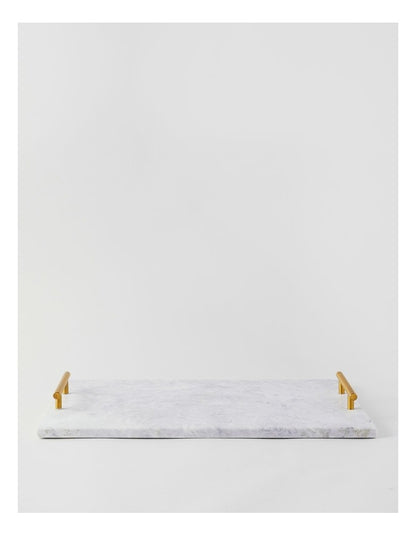 Sierra Rectangular Marble Tray with Gold Handles