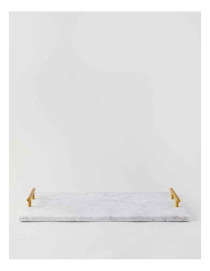 Sierra Rectangular Marble Tray with Gold Handles