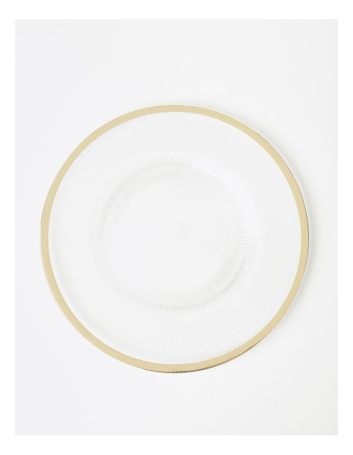 Transparent Charger Plate with Metallic Rim Set of 4 in Clear