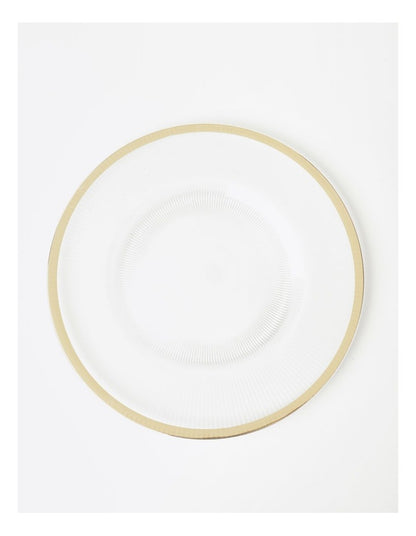 Transparent Charger Plate with Metallic Rim Set of 4 in Clear
