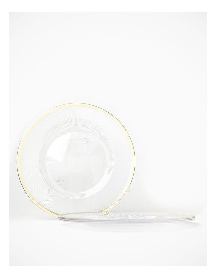 Transparent Charger Plate with Metallic Rim Set of 4 in Clear