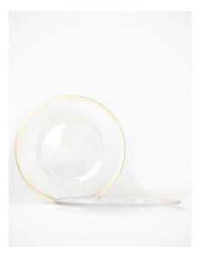 Transparent Charger Plate with Metallic Rim Set of 4 in Clear