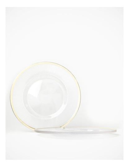 Transparent Charger Plate with Metallic Rim Set of 4 in Clear