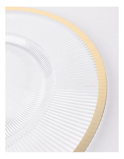 Transparent Charger Plate with Metallic Rim Set of 4 in Clear