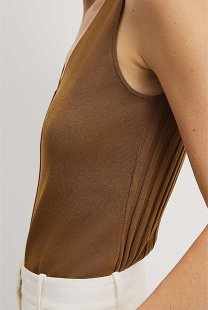 V-Neck Rib Detail Knit Tank