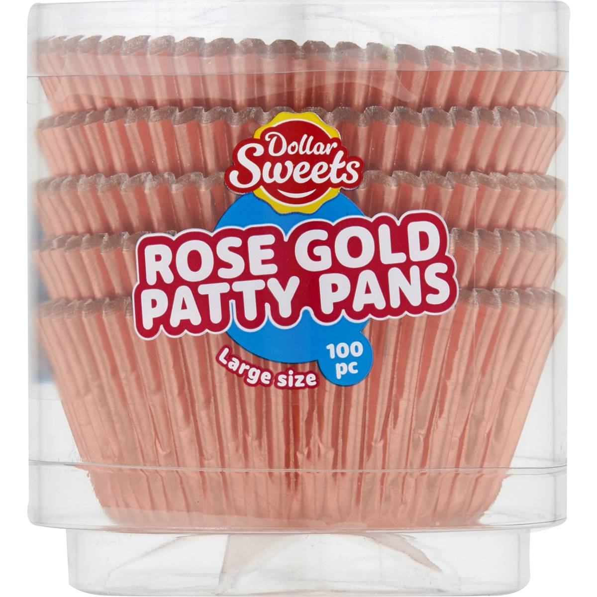 Dollar Sweets Rose Gold Foil Patty Pans Large Assorted 100 Pack