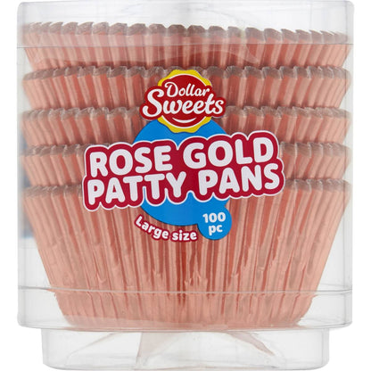 Dollar Sweets Rose Gold Foil Patty Pans Large Assorted 100 Pack
