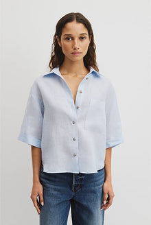 Short Sleeve Crop Linen Shirt