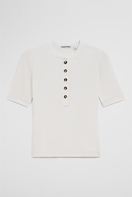 Fine Rib Henley T-Shirt
