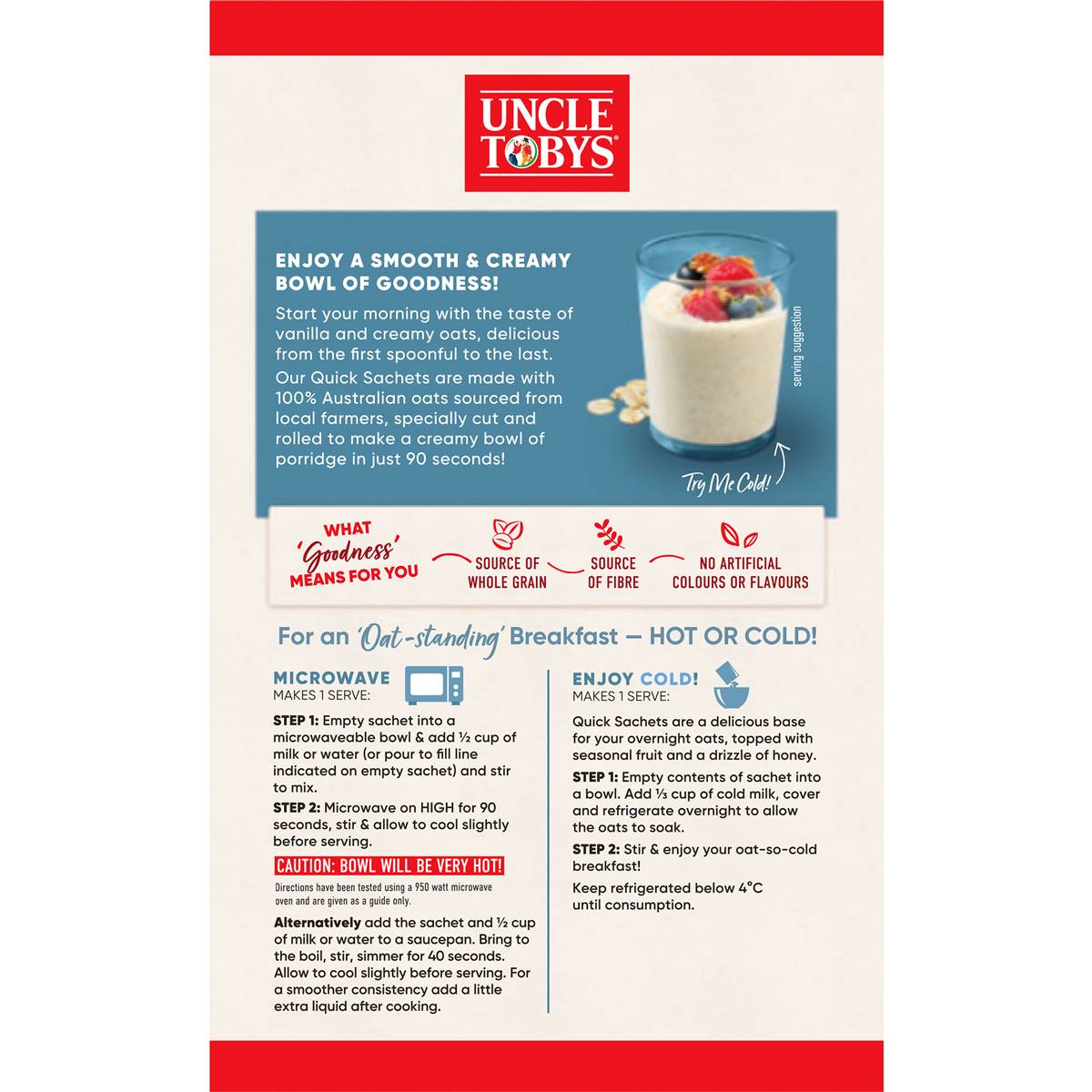 Uncle Tobys Oats Sachets Creamy Vanilla 10 pack 350g
