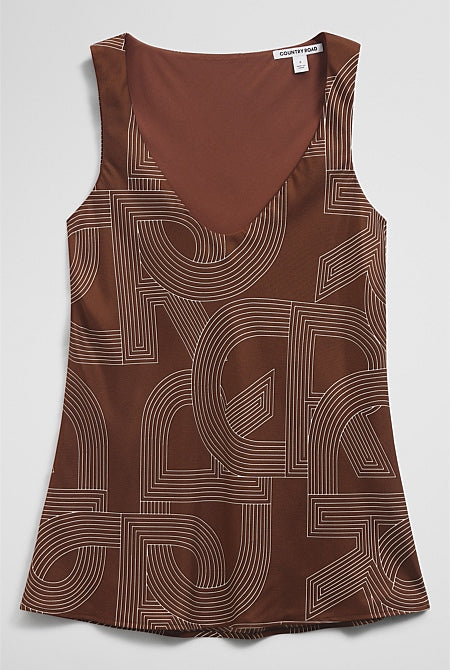Logo Washable Silk Scoop Tank