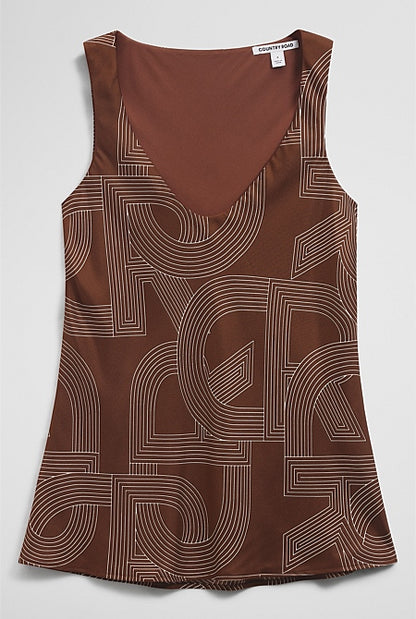 Logo Washable Silk Scoop Tank