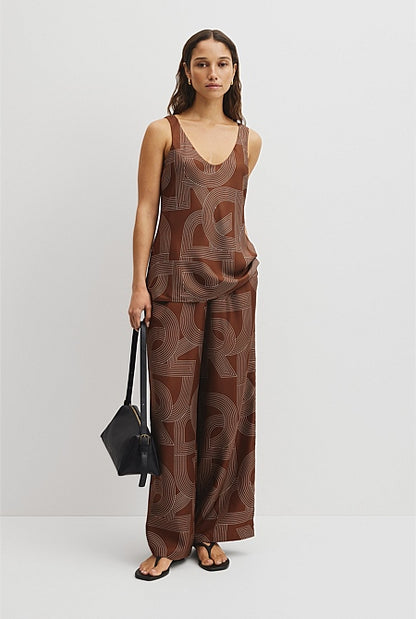 Logo Washable Silk Scoop Tank
